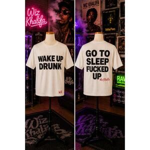 Wiz Khalifa Double Sided Graphic Quote Tee White Hip Hop Shirt